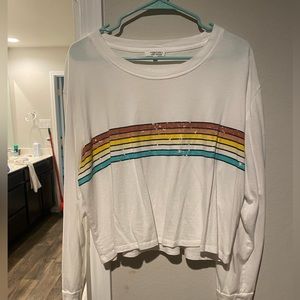 Cropped white long sleeve with rainbow